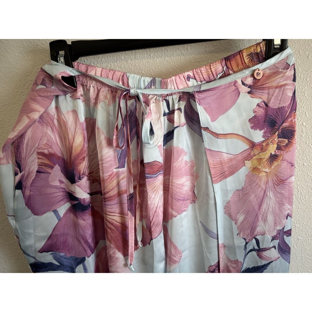 Midnight Bakery 2 Pc Pajama Set M Satin Cami Top Wide/Open Side Pants NWT - Picture 2 of 11